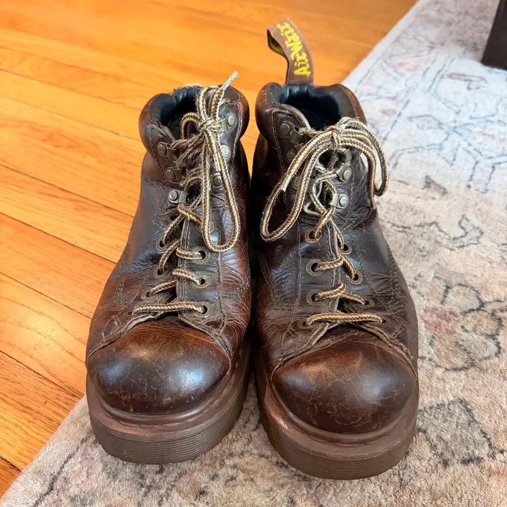 VTG Dr. Marten's 8287 MADE IN ENGLAND Chunky Brown Leather Boots MEN SZ 9 Grunge